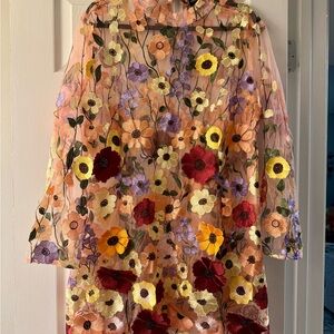 Floral Embroidered Sheer Dress